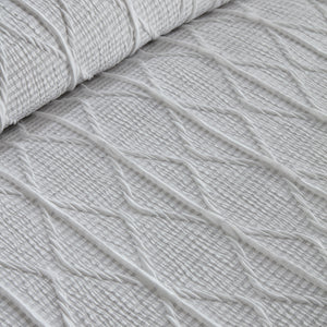 Serene Crinkle Stripe White Duvet Set