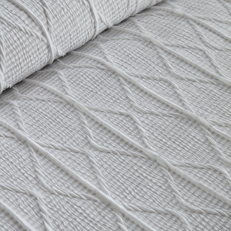 Serene Crinkle Stripe White Duvet Set