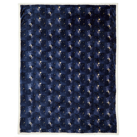 Fusion Bedding Cosmic Star Navy 100% Fleece Duvet Set