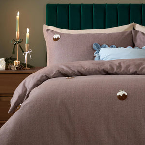 Furn Christmas Puddings Tufted Chocolate 100% Brushed Cotton Duvet Set