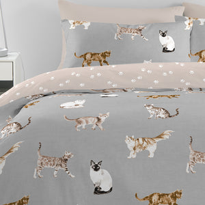 Fusion Bedding Cats Grey Duvet Set
