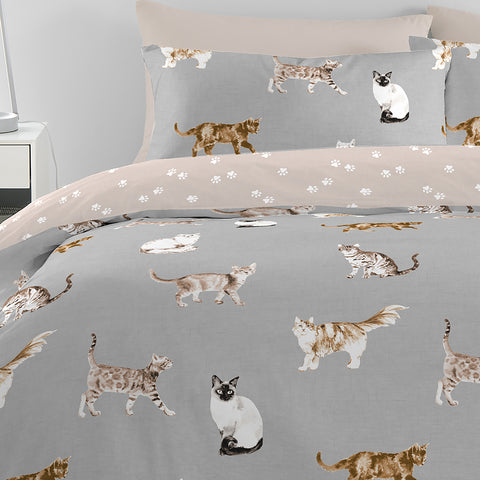 Fusion Bedding Cats Grey Duvet Set