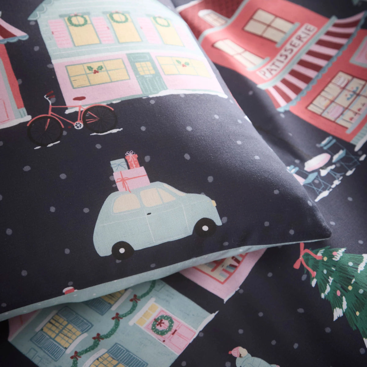 Fusion Christmas Houses Navy Duvet Set