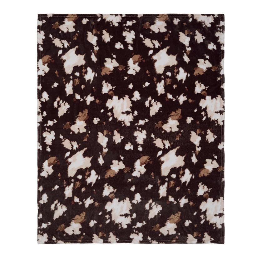 Fusion Cow Print Chocolate 120cm x 150cm Fleece Throw