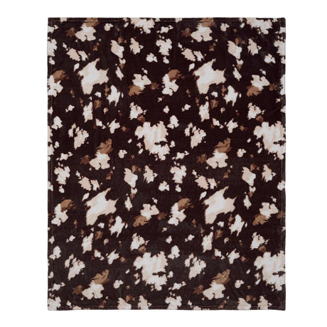 Fusion Cow Print Chocolate 120cm x 150cm Fleece Throw