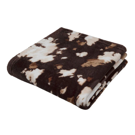 Fusion Cow Print Chocolate 120cm x 150cm Fleece Throw