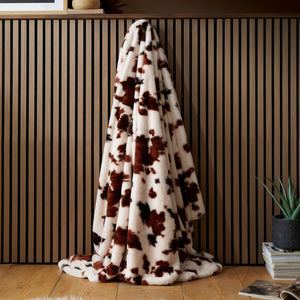 Fusion Cow Print Faux Fur Natural 150cm x 200cm Bedspread