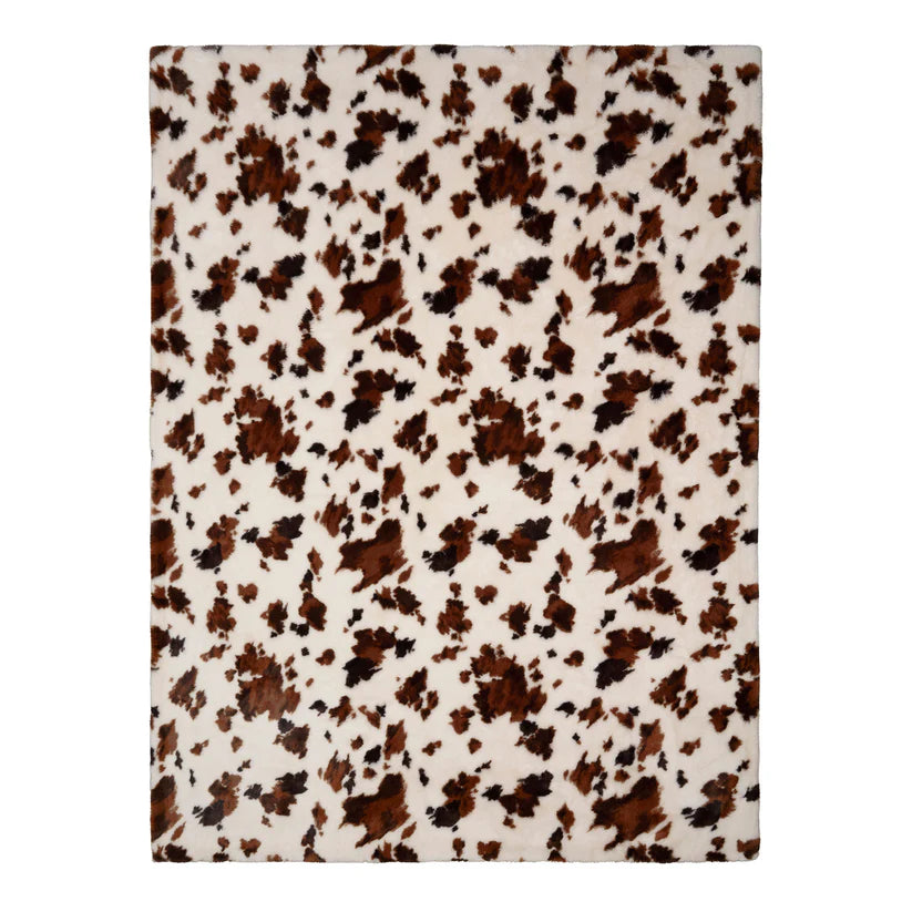 Fusion Cow Print Faux Fur Natural 150cm x 200cm Bedspread