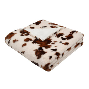 Fusion Cow Print Faux Fur Natural 150cm x 200cm Bedspread