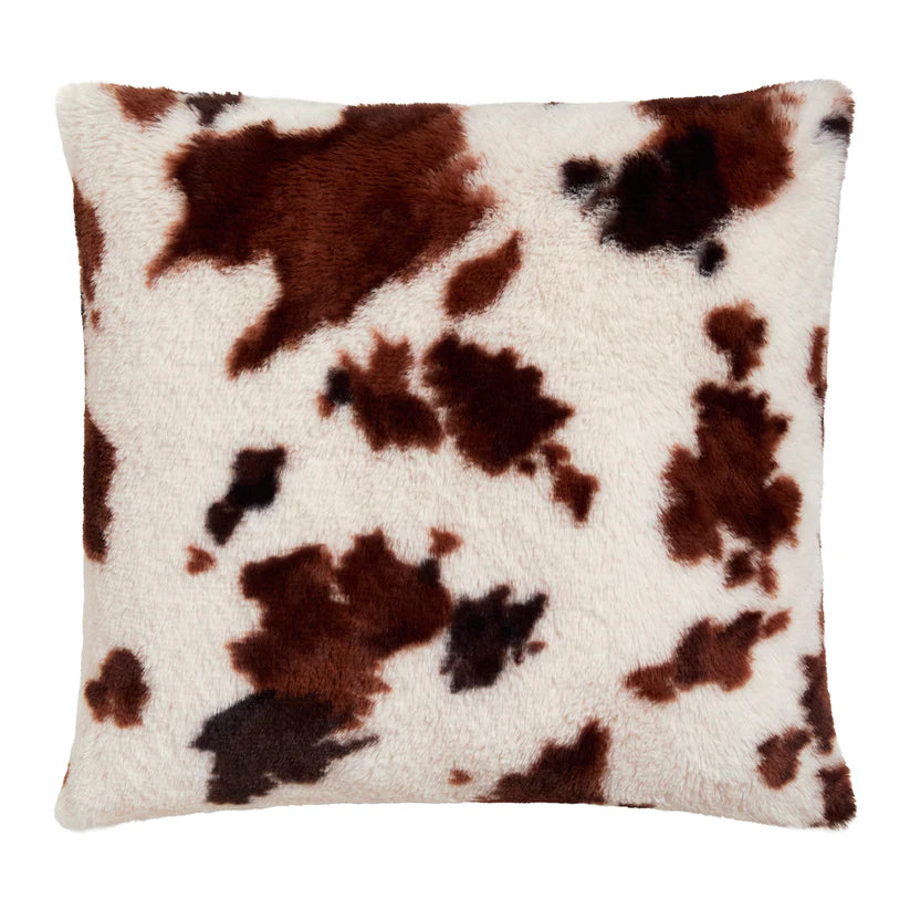 Fusion Cow Print Faux Fur Natural 43cm x 43cm Polyester Filled Cushion