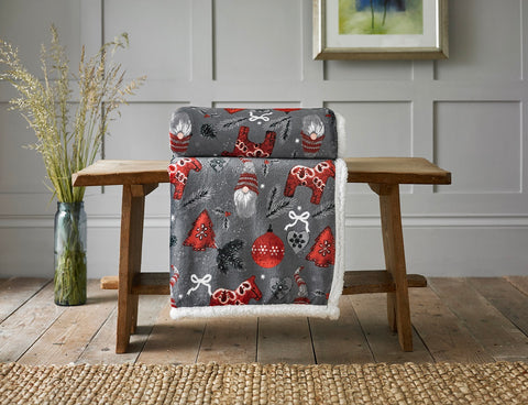 Deyongs 1846 Christmas Decorations Grey 125cm x 150cm Fleece Throw