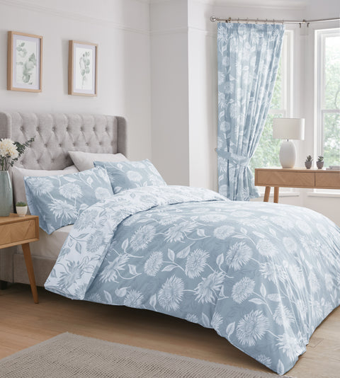 Dreams n Drapes Design Chrysanthemum Blue Bedding