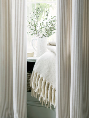 Laura Ashley Cornish Chenille Stripe Lined Eyelet Curtains