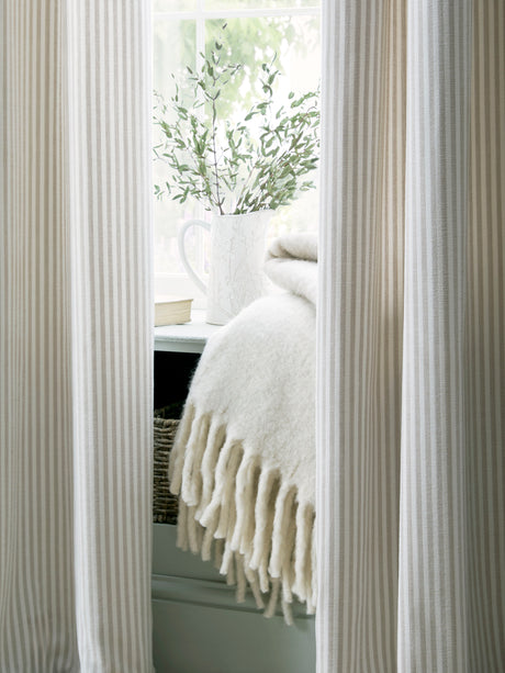 Laura Ashley Cornish Chenille Stripe Lined Eyelet Curtains