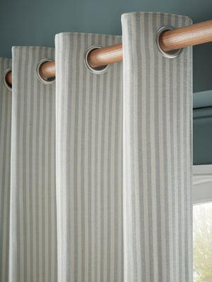 Laura Ashley Cornish Chenille Stripe Lined Eyelet Curtains