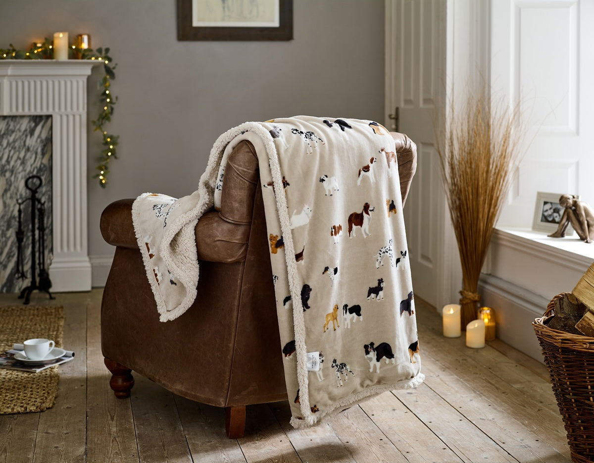 Deyongs 1846 Mixed Dogs Oatmeal 140cm x 180cm Throw