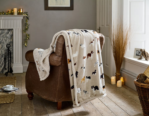 Deyongs 1846 Mixed Dogs Oatmeal 140cm x 180cm Throw