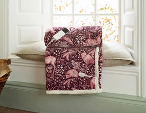 Deyongs 1846 Woodland Folk Wine 140cm x 180cm Heated Throw