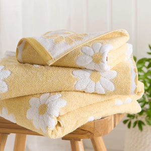 Dreams N Drapes Daisy Floral Ochre 100% Cotton Towels