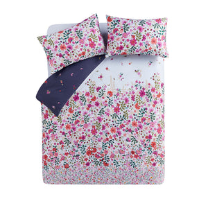 Sara Miller Ditsy Floral White-Deep Mulberry Duvet Set