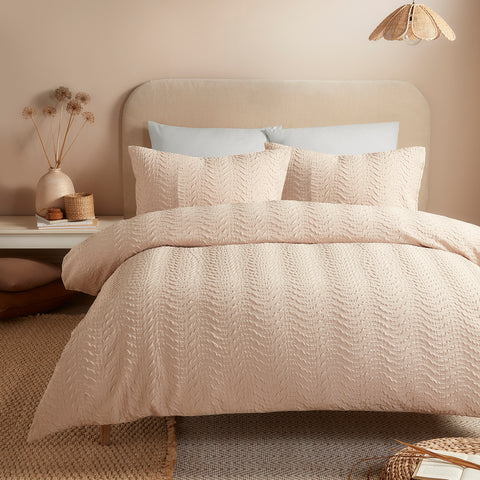 Serene Embossed Curve Natural Duvet Set