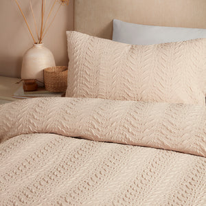 Serene Embossed Curve Natural Duvet Set