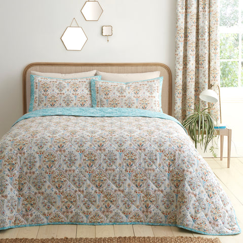 Dreams N Drapes Edena Decorative Floral Natural Duvet Set