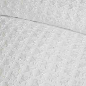 Serene Embossed Grid White Duvet Set