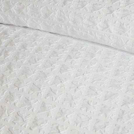 Serene Embossed Grid White Duvet Set
