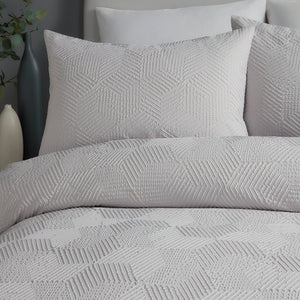 Serene Embossed Geo Grey Duvet Set