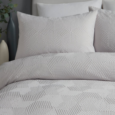 Serene Embossed Geo Grey Duvet Set