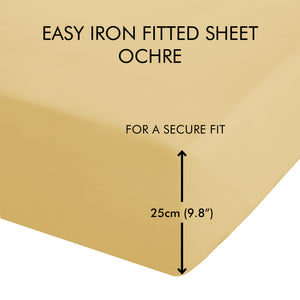 Catherine Lansfield Easy Iron 50% Polyester/50% Combed Cotton 180 Thread Count Percale Ochre Sheets
