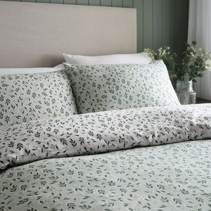 Dreams N Drapes Falling Leaf Green 100% Brushed Cotton Duvet Set