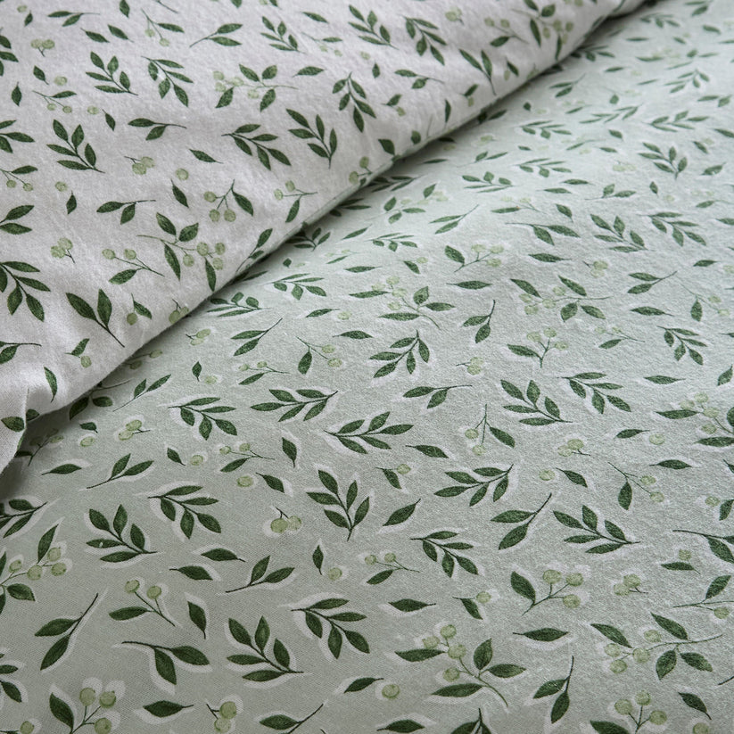 Dreams N Drapes Falling Leaf Green 100% Brushed Cotton Duvet Set