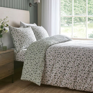 Dreams N Drapes Falling Leaf Green 100% Brushed Cotton Duvet Set