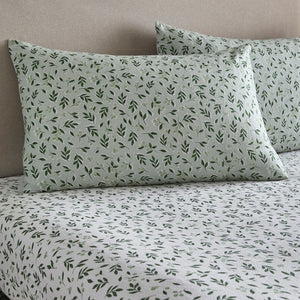 Dreams N Drapes Falling Leaf Green 100% Brushed Cotton Duvet Set