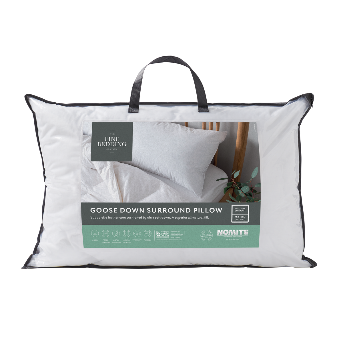 The Fine Bedding Goose Down Surround Pillow