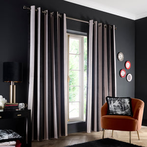 Laurence Llewelyn Bowen Festivo Stripe Black Eyelet Lined Curtains