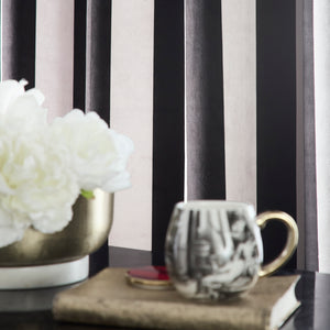 Laurence Llewelyn Bowen Festivo Stripe Black Eyelet Lined Curtains