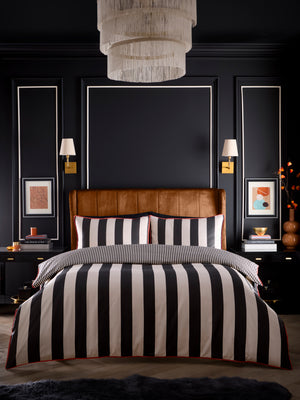 Laurence Llewelyn Bowen Festivo Circus Stripe Black/Natural Duvet Set