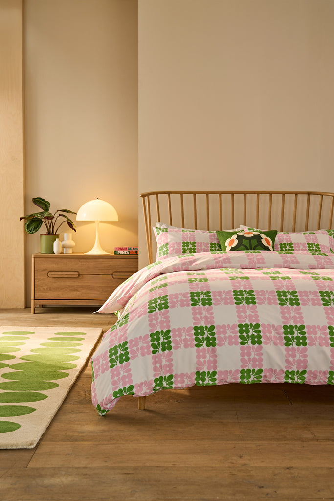 Orla Kiely Floret Check Dill Pink Duvet Set