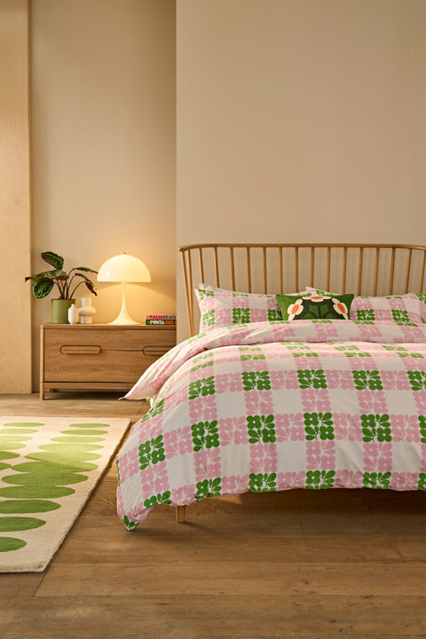 Orla Kiely Floret Check Dill Pink Duvet Set