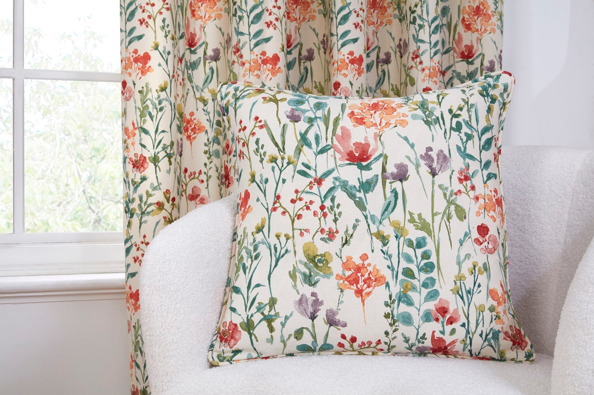 Sundour Amaryllis Multi 3" Tape Lined Curtains