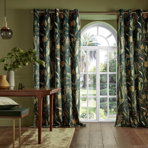 Graham & Brown Glasshouse Green Lined Eyelet Curtains