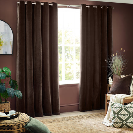 The Linen Yard Heavy Chenille Room Darkening Lined Eyelet Curtains