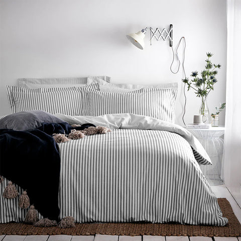 The Linen Yard Hebden Melange Stripe Duvet Set