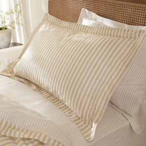 The Linen Yard Hebden Melange/Barton Stripe Tumble 100% Cotton Sheets