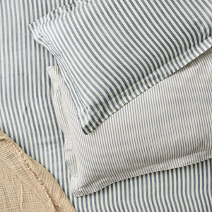 The Linen Yard Hebden Melange/Barton Stripe Tumble 100% Cotton Sheets