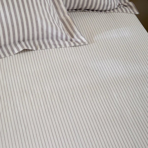 The Linen Yard Hebden Melange/Barton Stripe Tumble 100% Cotton Sheets