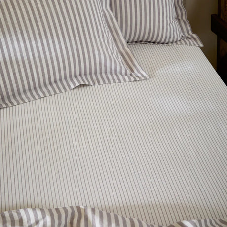 The Linen Yard Hebden Melange/Barton Stripe Tumble 100% Cotton Sheets